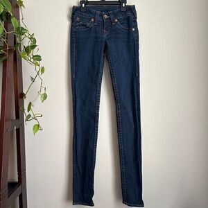 True Religion Dark Wash Skinny Jeans Flap Pockets size 25